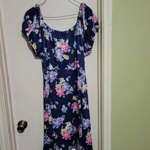 Bobeau Navy and Purple Floral Dress